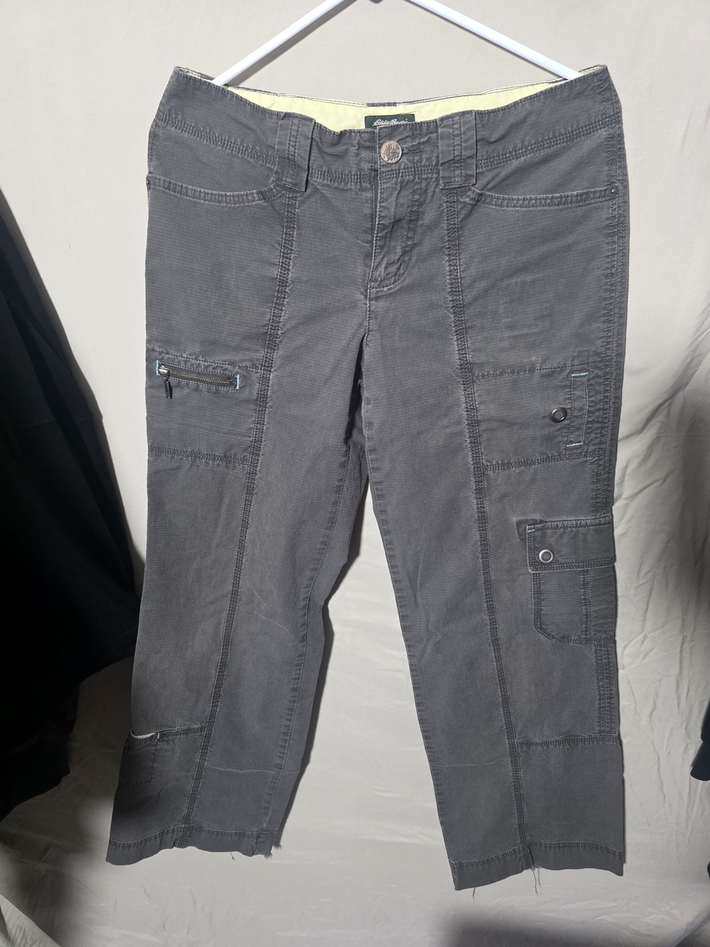 Eddie Bauer Vashon Fit Dark Gray Cropped Cargo Jeans